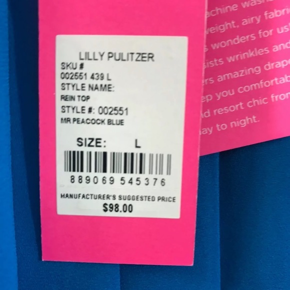 Lilly Pulitzer Rein MR peacock blue top. - Picture 6 of 7